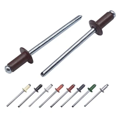 Abbildung von Marcopol (100 Stück) Lackierte Blindnieten 4,0 x 8 mm, Kuppelkopf, DIN 7337, Aluminiumniete und Stahldorn, Popnieten (100, Schokoladenbraun RAL 8017)