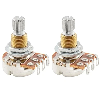 Abbildung von Musiclily Pro Messinggewinde Mini Metrische Größe Split Shaft Control Poti B1 Meg Linear Taper Potentiometers für Gitarre (2er Set)