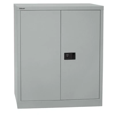 Abbildung von BISLEY Original Flügeltürenschrank Universal,1 Fachboden, 2 OH, Metall,355 Silber, 40 x 91.4 100 cm,Professionell Lackierung,Montiert,Mehrzweckschrank,Garage,Arbeitszimmer,abschließbar Lagerschrank