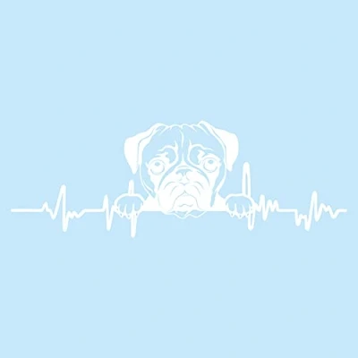Abbildung von Finest Folia Aufkleber Herzschlag Tiere Breite 27cm Lifeline Heartbeat Deko Sticker Selbstklebend für Auto Kühlschrank Laptop Autoaufkleber K150 (Weiß Glanz, 21 Mops)