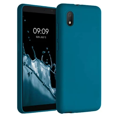Abbildung von kwmobile Hülle kompatibel mit Alcatel 1B (2020) weiches TPU Silikon Case Cover geeignet für kabelloses Laden Karibikblau