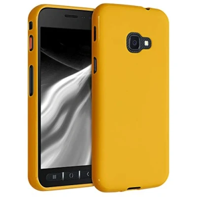 Abbildung von kwmobile Hülle kompatibel mit Samsung Galaxy Xcover 4 / 4S weiches TPU Silikon Case Cover geeignet für kabelloses Laden Honiggelb