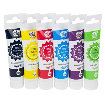 Abbildung von AOS Set Rainbow Dust Lebensmittelfarbe Pro Gel 6er 6 intensive Farben a 25g hochkonzentrierte Farbe Tortendeko Backzubehör
