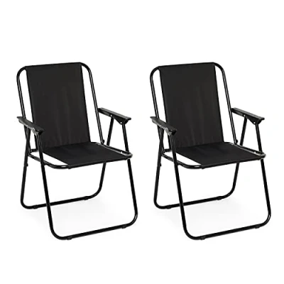 Abbildung von IntimaTe WM Heart Campingstuhl, Faltbarer Stuhl mit Armlehne, 2er Set Klappstuhl Angelstuhl Bequemer Strandstuhl, Tragbarer Relaxstuhl, bis 90kg Belastbar Schwarz