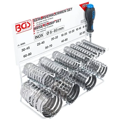 Abbildung von BGS 8095 Schlauchklemmen Sortiment 111 tlg. rostfrei Ø 12 20 mm Schlauchschellen Rohrschlauchbefestigungen