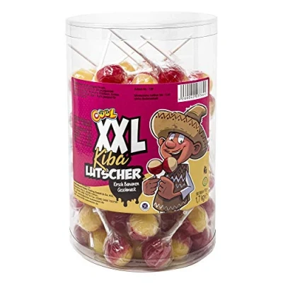 Abbildung von Cool XXL Kiba Lutscher 100 x 17g, große Kirsch Banane Lollis, 1700 g