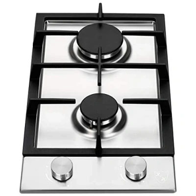 Abbildung von K&amp;H® Domino 2 Zonen Edelstahl Gaskochfeld 30cm Erdgas Autark Eingebaut 2Z KHSS
