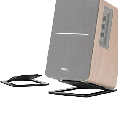 Abbildung von 17,8 cm (7 Zoll) Desktop Lautsprecherständer für mittelgroße Bücherregale, Computer Lautsprecher, Studiomonitor, Vibrationsdämpfung, geneigte Tisch Lautsprecherständer, Schwarz Paar