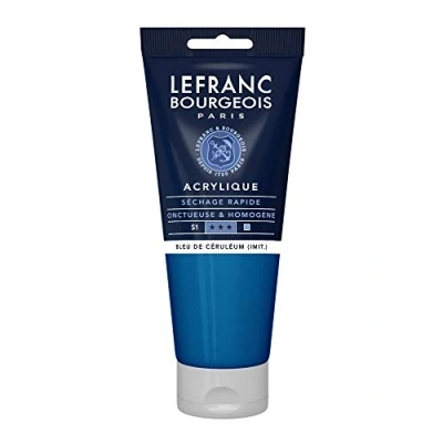 Abbildung von Lefranc Bourgeois 300360 Fine Acrylfarbe Cölinblau Farbton, 200ml Tube, cremige auf Wasserbasis, schnell trocknend, lichtecht, wasserfest