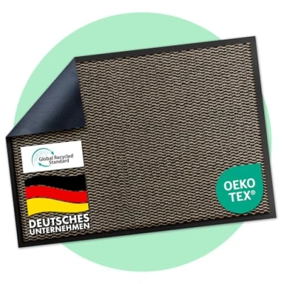 Abbildung von Floordirekt Premium Fußmatte für Eingangsbereich, 135x200cm Ocker Schwarz, Schmutzfangmatte Innen und Außen, rutschfest &amp; waschbar, Sauberlaufmatte Flur, Teppich Haustür, SKY Novo