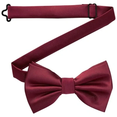 Abbildung von DonDon Fliege Herren handgefertigt Seiden Look 12 x 6 cm Bordeauxrot