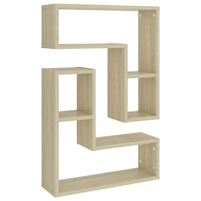 Abbildung von vidaXL 2X Wandregal Hängeregal Wandboard Bücherregal Regal Wand Dekoregal Schweberegal Wandablage Büroregal Sonoma Eiche 50x15x50cm Holzwerkstoff