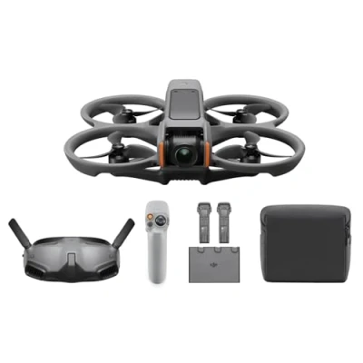 Abbildung von DJI Avata 2 Explorer Combo (3 Akkus), FPV Drohne mit Kamera 4K, Immersive Experience, One Push Akrobatik, Integrierter Propellerschutz, 155 FOV, Kameradrohne Goggles Integra und RC Motion