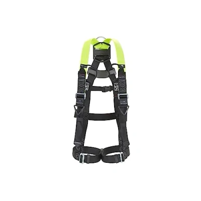 Abbildung von Honeywell Miller H500 Ganzkörper Baugurt, Industriestandard IS5, mit passenden Beinschnallen, automatischem Clip an der Brust, D Ring auf Rückseite, belastbar 140 kg, Zitronengrün, Größe 3