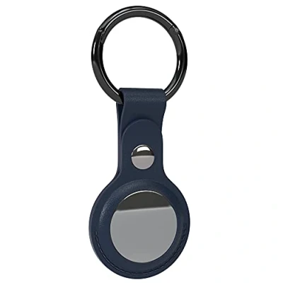 Abbildung von EAZY CASE Schlüsselanhänger für AirTag Anhänger Hülle Leder Blau AirTags Schutzhülle Air Tracker mit Schlüsselring geeignet auch als Tag Hunde, Katze, Kind