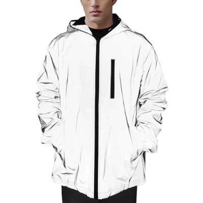 Abbildung von NewL 360 Reflektierende Herrenjacke Unisex Full Reflective Jacke Laufjacke / Atmungsaktiv/Winddicht Wasserabweisend/Reflekierend, Grau, L