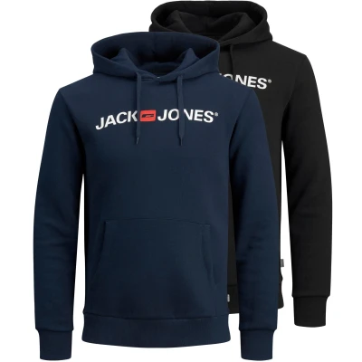 Abbildung von Jack &amp; Jones Jjecorp OLD LOGO HOOD 2 PACK Kapuzenpullover, Herren, Größe: XS, Black/navy blazer
