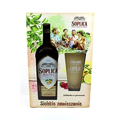 Abbildung von Soplica Pigwowa (Quitte) mit Geschenkverpackung + Coctailglas Original Shot Glas, 0,5L 30% Vol.