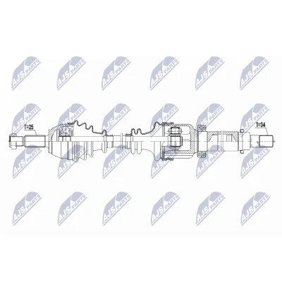 Abbildung von NTY NPW FR 105 Antriebswelle Vorderachse rechts 974 77 FORD: FIESTA 6
