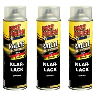 Abbildung von 3x 500 ml FAST FINISH Car Rallye Klarlack Lackspray glänzend Spraydose 292859