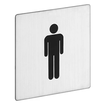 Abbildung von ROSTEX Edelstahl WC Schild Herren Toilette Eckig Piktogramm selbstklebend quadratisch