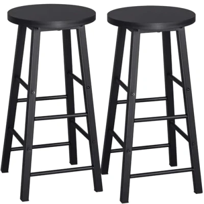 Abbildung von WOLTU BH130sz 2 2X Barhocker Bistrohocker Tresenhocker Barstuhl, Gestell aus stabilem Stahl, Stizfläche MDF, Schwarz