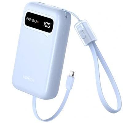Abbildung von UGREEN Power Bank, 20000mAh Powerbank 22.5W Max mit 2 USB C Kabel, 2C1A Digitales Display, Externer Handyakkus für iPhone 16/15/15 Pro/15 Pro Max/14, Galaxy S24 Ultra und mehr（Blau）