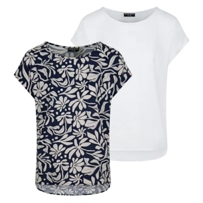 Abbildung von DENIMFY T Shirt Damen Bluse DFJule Regular Fit 2er Pack (2 tlg) Kurzarm Top mit Rundhalsausschnitt aus 100% Viskose