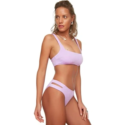 Abbildung von TRENDYOL Damen Detaillierter Ausschneiden Bikini Bottoms, Lila, 36
