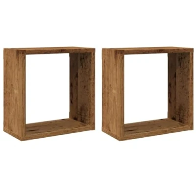 Abbildung von vidaXL Regal Würfel Wandregale 2 Stk. Altholz Optik 30x15x30 Holzwerkstoff, tlg.