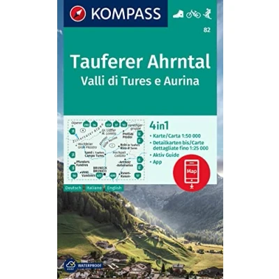 Abbildung von KOMPASS Wanderkarte 82 Tauferer Ahrntal, Valle di Tures e Aurina 1:50.000: 4in1 Wanderkarte, mit Aktiv Guide und Detailkarten inklusive Karte zur ... in der App. Fahrradfahren. Skitouren.