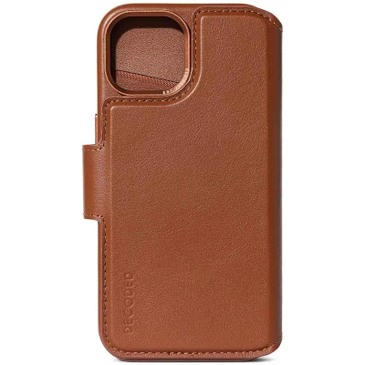 Abbildung von Apple iPhone 15 Hülle Echtleder Decoded Klapphülle/2 in 1 Case Handyhülle Braun