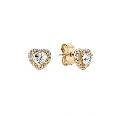Abbildung von Pandora Damen Ohrstecker &quot;Erhöhtes Herz&quot; 14k Gold, Zirkonia 259137C01