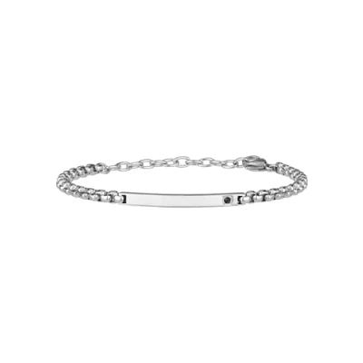 Abbildung von Breil Armband BLACKEN für Herren aus Edelstahl in der Farbe Silber mit schwarzem Zirkonia Stein, Karabinerverschluss, Länge: 22 cm, TJ3038