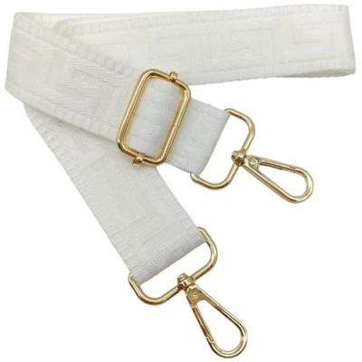 Abbildung von Verstellbarer Schultergurt für Taschen Weiß, Taschengurte zum Wechseln, Taschengurt Breit mit Karabiner Gold, 80 130 cm Tragegurt Tasche Damen Schulterriemen, Handtasche, 3.8cm, 1313