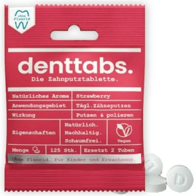 Abbildung von Denttabs Zahnputztabletten Ohne Fluorid Erdbeere
