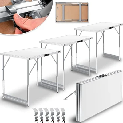 Abbildung von KESSER® Multifunktionstisch Profi 3 teilig, 100 x 60 cm, Tapeziertisch 30kg Tragkraft je Tisch Mit Ausziehfunktion Klapptisch Flohmarktisch Beistelltisch Mehrzwecktisch Campingtisch höhenverstellbar