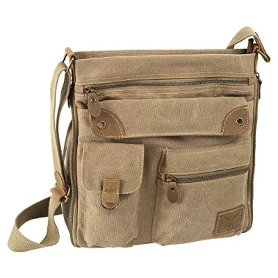 Abbildung von J JONES JENNIFER Schultertasche Große Damen Umhängetasche aus Canvas, Vintage Look, viele Fächer
