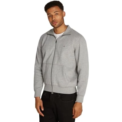 Abbildung von Tommy Hilfiger Essential Stand Collar Sweatjacke, Herren, Größe: Large, Medium grey heather