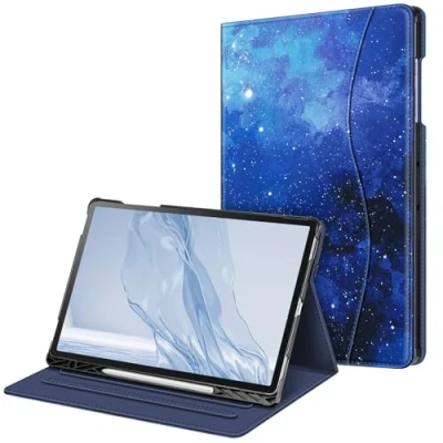 Abbildung von Fintie Hülle für Samsung Galaxy Tab S10+ Plus/S9 FE+ Plus/S9+ Plus 12.4 Zoll Tablet, Multi Winkel Folio Schutzhülle mit Stifthalter, Dokumentenfach und Auto Schlaf/Wach Funktion, Sternenhimmel