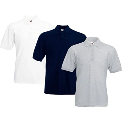 Abbildung von Fruit of the Loom Herren 65/35 Poloshirt,1Weiss1Grau1DeepNavy,M (3erPack