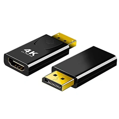 Abbildung von SHUBEIEUMI DP auf HDMI Adapter, 2 Stück 4K Displayport zu (DP) 1080P 3D Vergoldeter Konverter für Lenovo, HP, Dell, Mehr PC