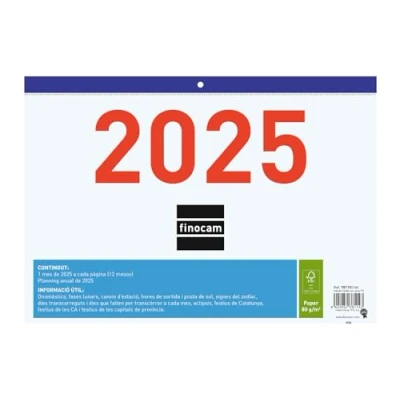 Abbildung von Finocam Kalender mit großen Zahlen 2025, Monatsansicht, Januar 2025 Dezember (12 Monate), Katalanisch