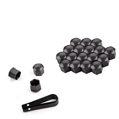 Abbildung von LST 20x Sechskant Felgen Rachraube Abdeckkappen Kappen Set 17 mm grau glänzend