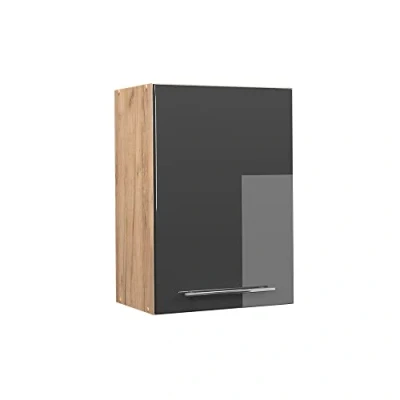 Abbildung von Vicco Hängeschrank Fame Line, Anthrazit Hochglanz/Goldkraft Eiche, 50 cm