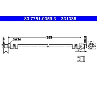 Abbildung von ATE 83.7751 0359.3 Bremsschläuche 359mm M10x1mm MINI: Countryman