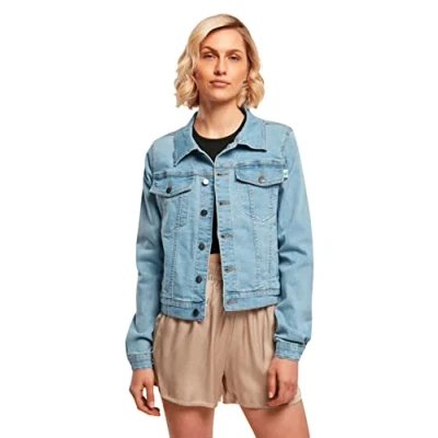 Abbildung von Urban Classics Ladies Organic Denim Jacket Jeansjacke, Damen, Größe: XS, Clearblue bleached