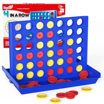 Abbildung von Pup Go 4 Gewinnt Klassik, Vier Spiel Reisespiel 6 Ersatzchips enthalten, in Einer Reihe, Strategiespiel für Kinder ab 3 5 7 8(Original)