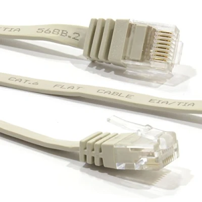Abbildung von Flach CAT6 Ethernet LAN Patchkabel Kabel Verluste Profil Gigabit RJ45 15 m Beige [15 Meter/15m]