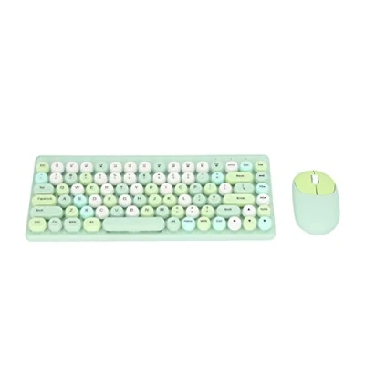 Abbildung von Kabellose Tastatur und Maus Kombination, 2,4 G Wireless Mix Color 86 Tasten Retro Gaming mit Runder Tastenkappe 1200 DPI für Computer, Laptop, PC Desktops(Grün)